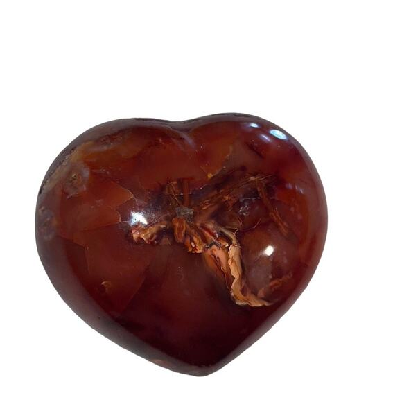 CARNELIAN Agate Heart Gemstone Polished Natural Stone Madagascar Brokenhearted 1 - Picture 1 of 10